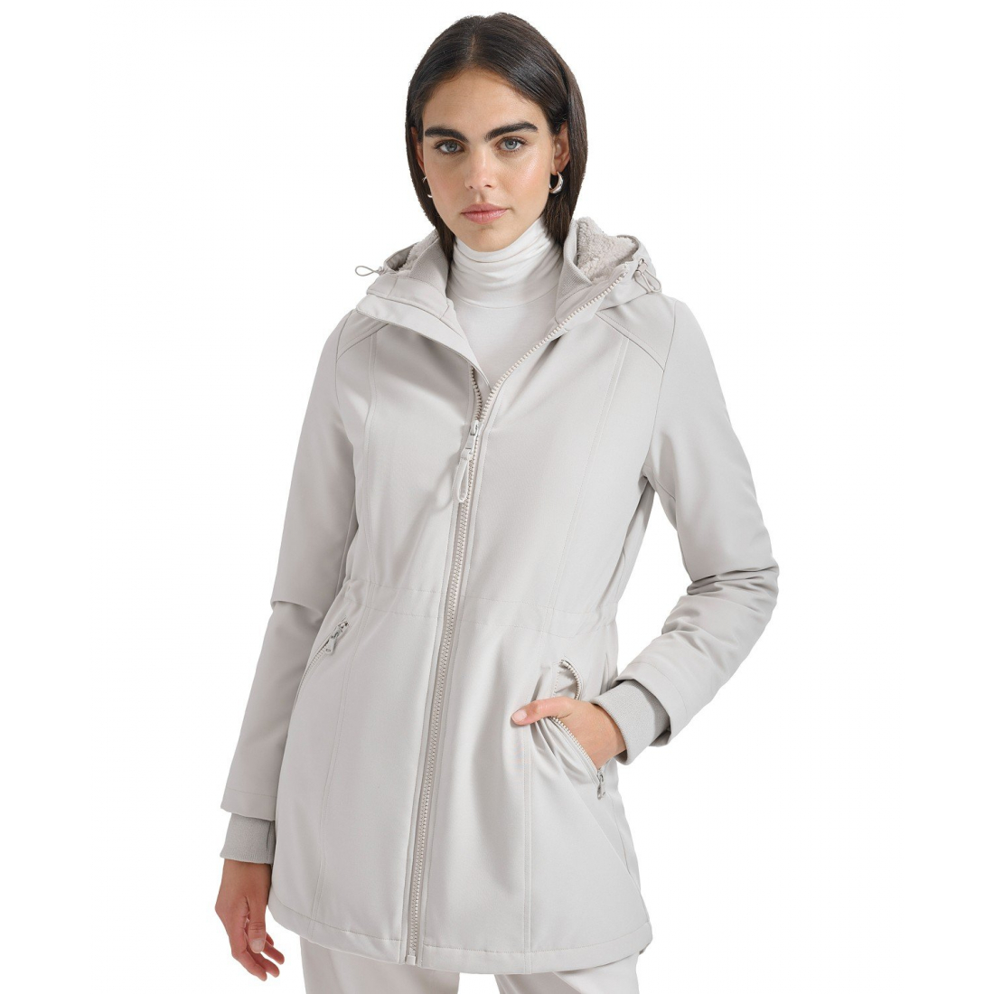 'Hooded Faux-Fur-Lined Anorak Raincoat' pour Femmes