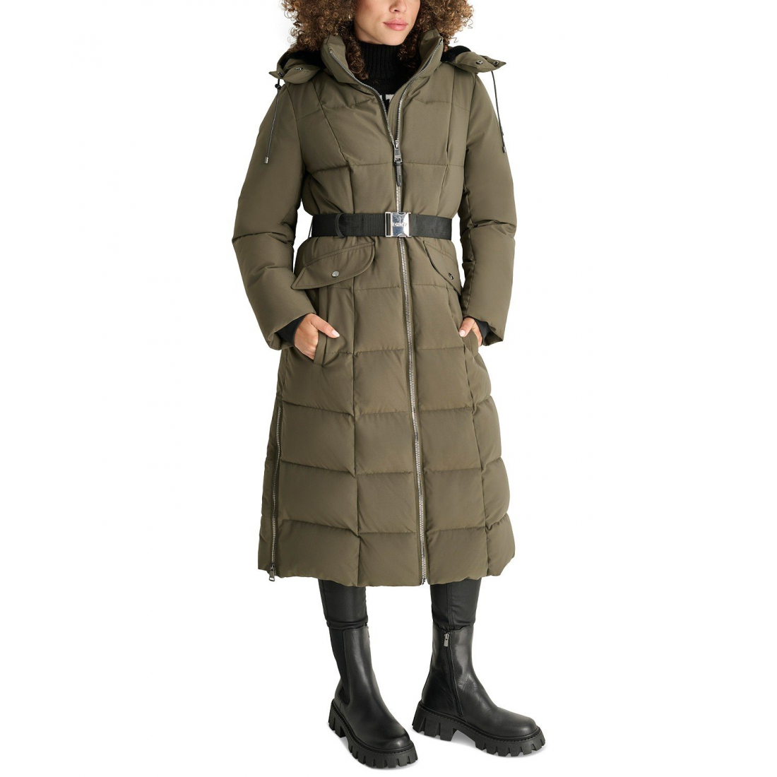 Women's 'Maxi Belted Hooded Puffer Coat'