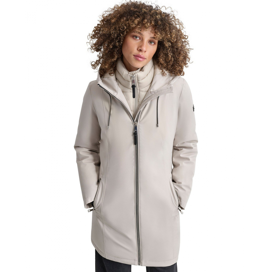 'Hooded Bibbed Zip-Front Puffer Coat' für Damen