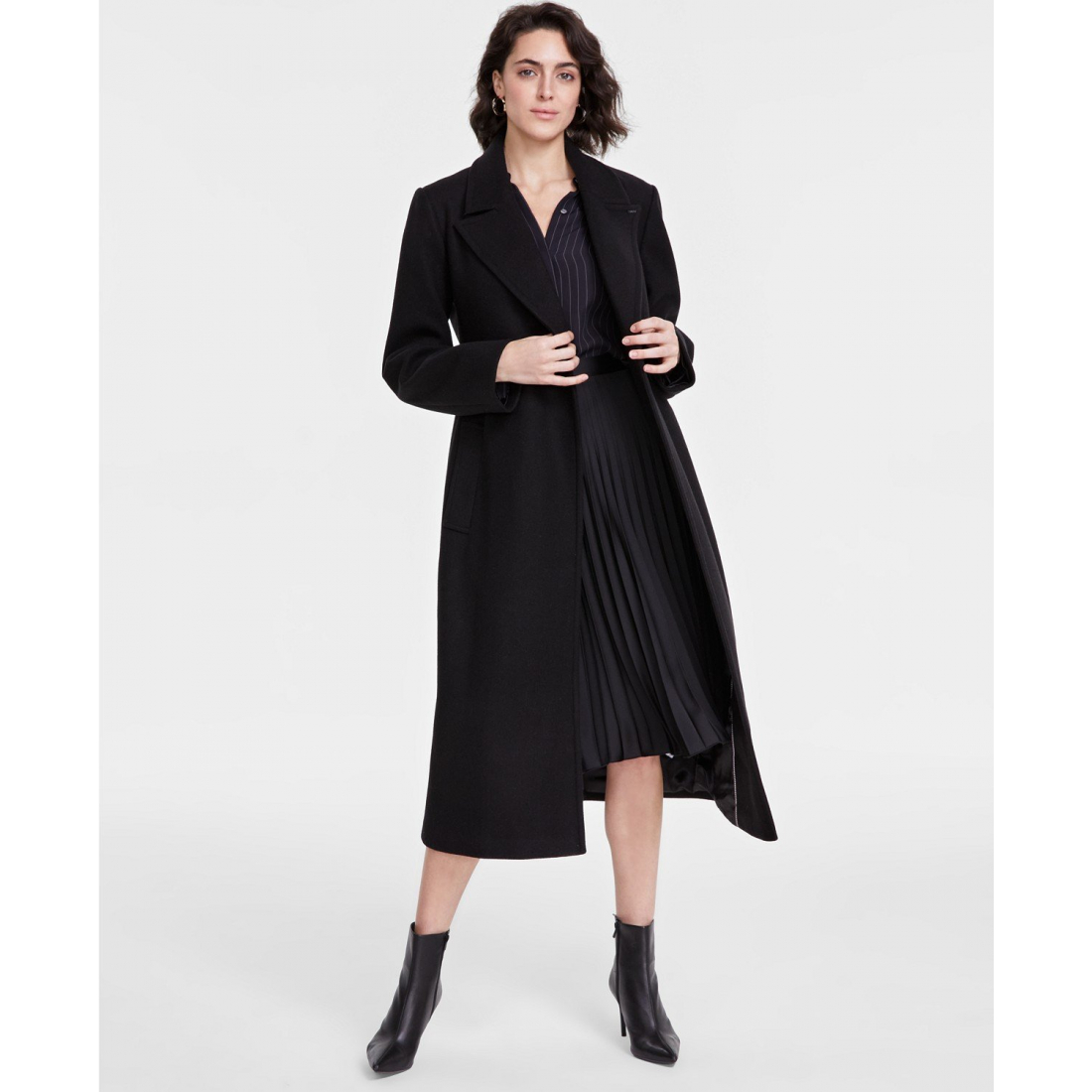 'Notched-Collar Double-Breasted Wrap Coat' für Damen