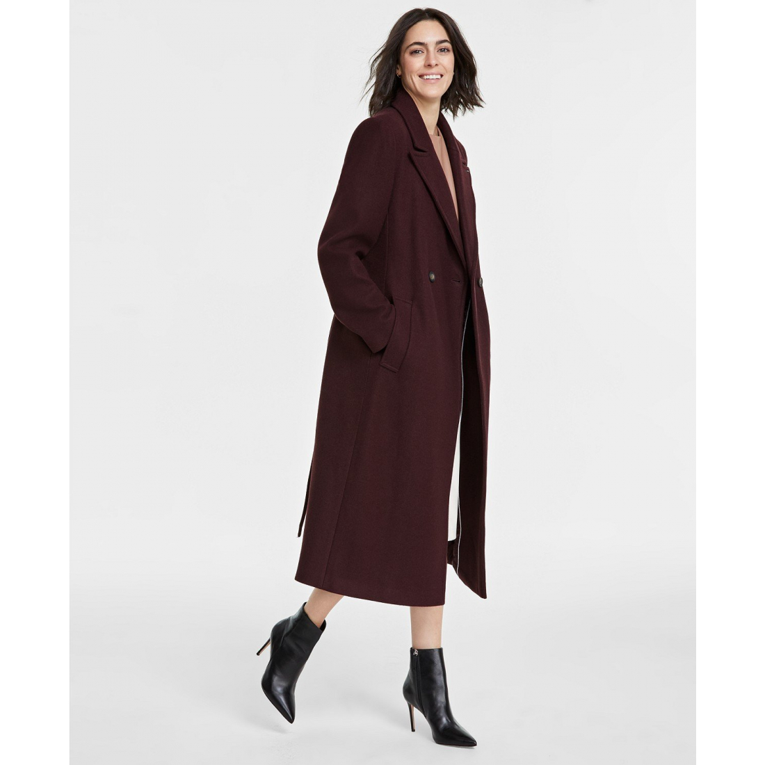 'Notched-Collar Double-Breasted Wrap Coat' für Damen