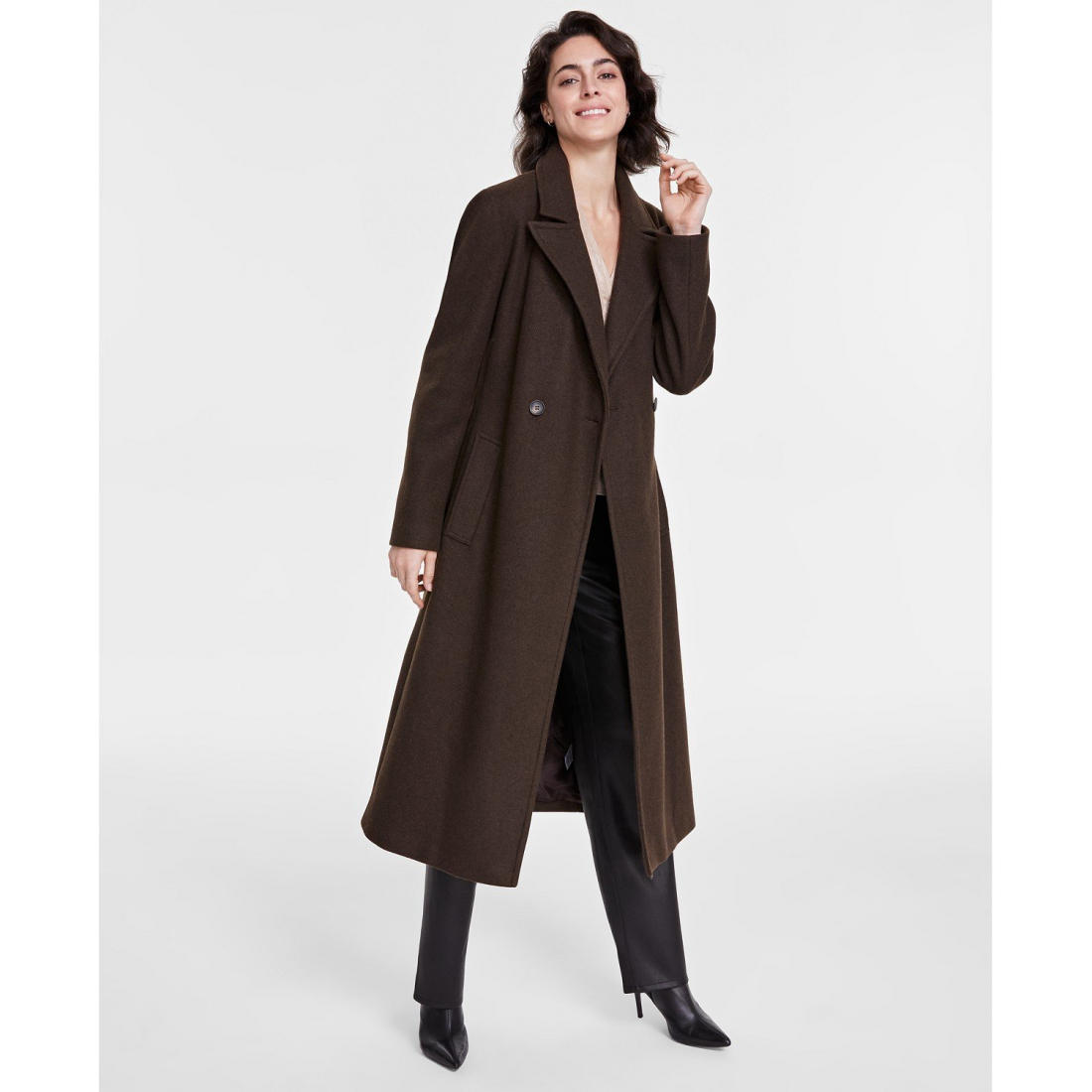 'Notched-Collar Double-Breasted Wrap Coat' pour Femmes