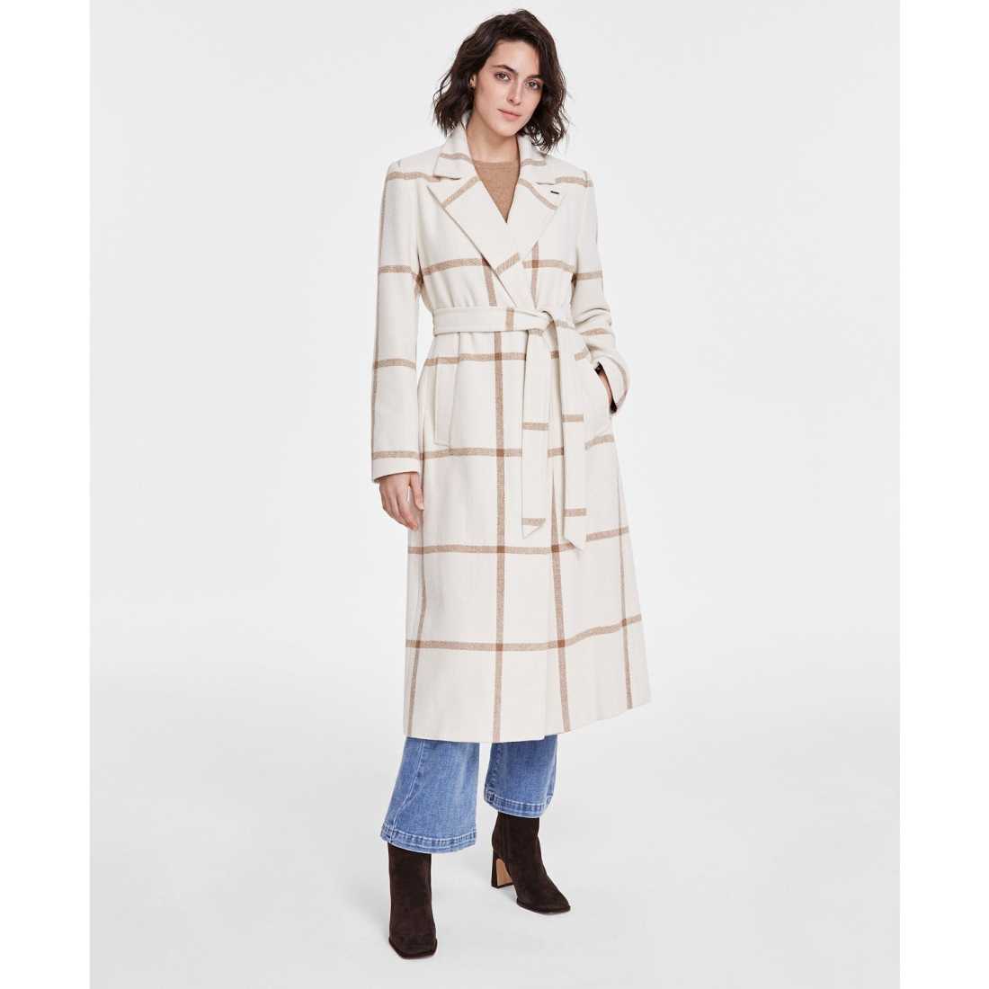 'Notched-Collar Double-Breasted Wrap Coat' für Damen