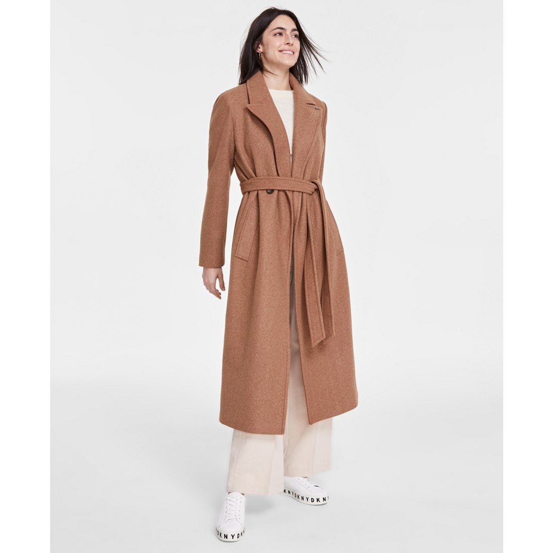 'Notched-Collar Double-Breasted Wrap Coat' für Damen