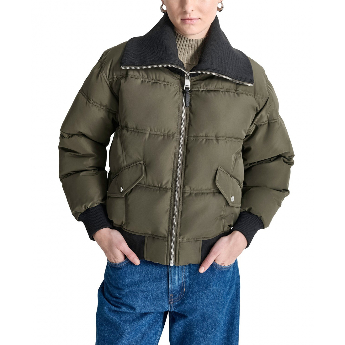 Women's 'Knit-Trim Zip-Front Puffer Coat'