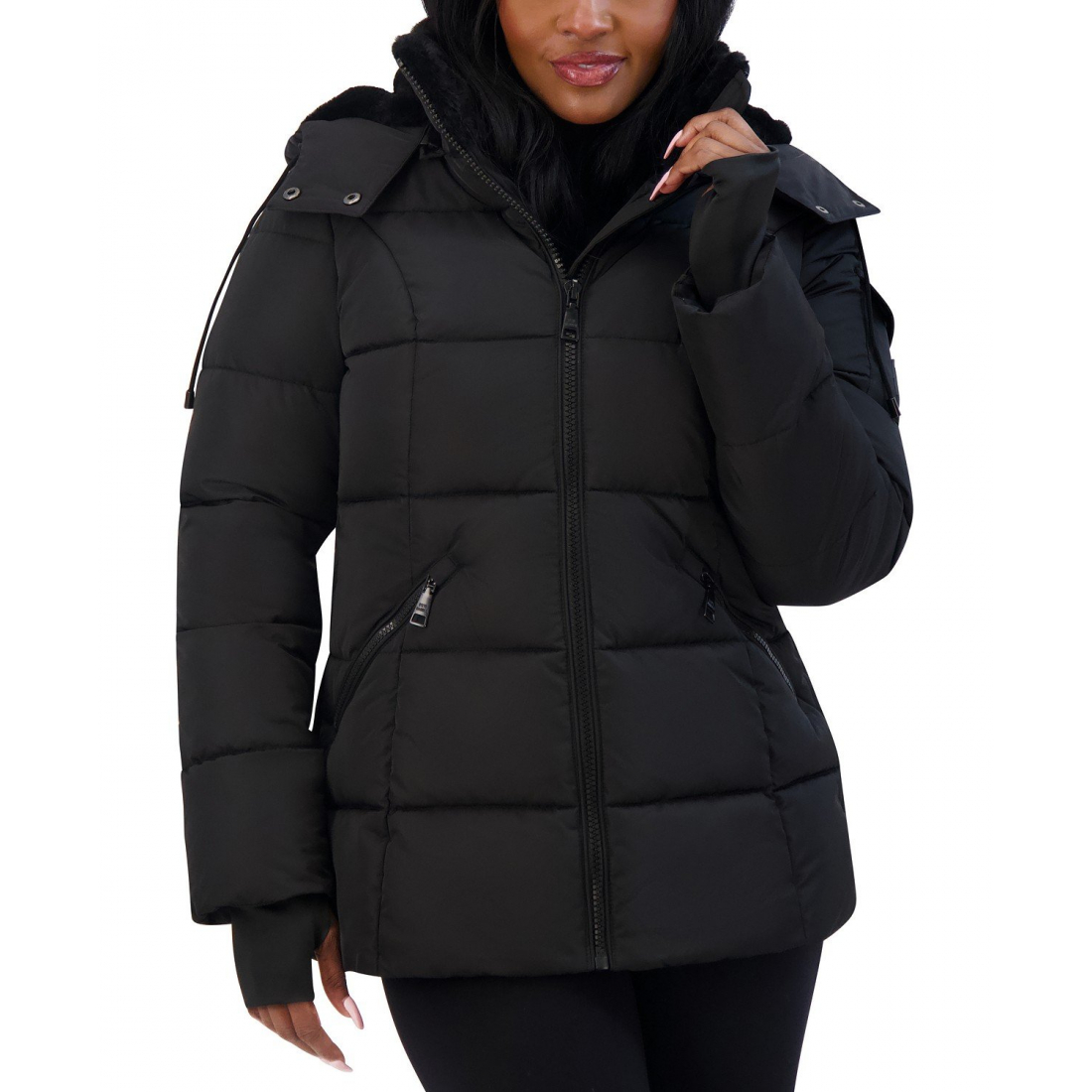 Women's 'Juniors' Faux-Fur-Lined Hooded Puffer Coat'