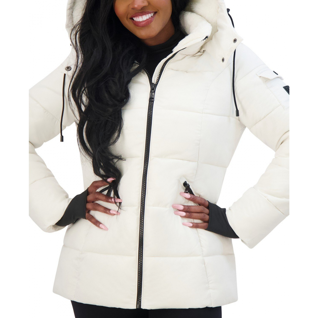 Women's 'Juniors' Faux-Fur-Lined Hooded Puffer Coat'