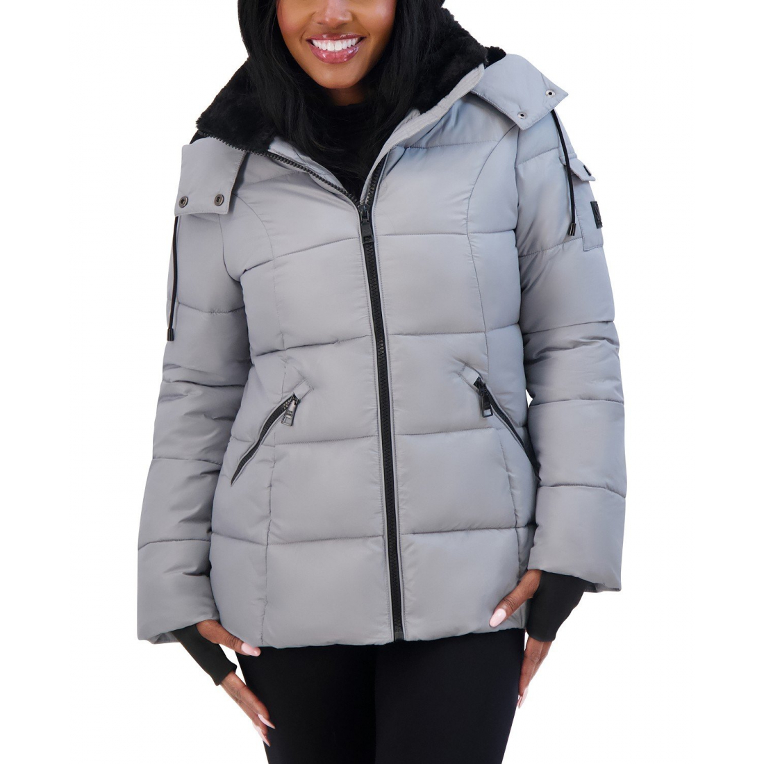 Women's 'Juniors' Faux-Fur-Lined Hooded Puffer Coat'