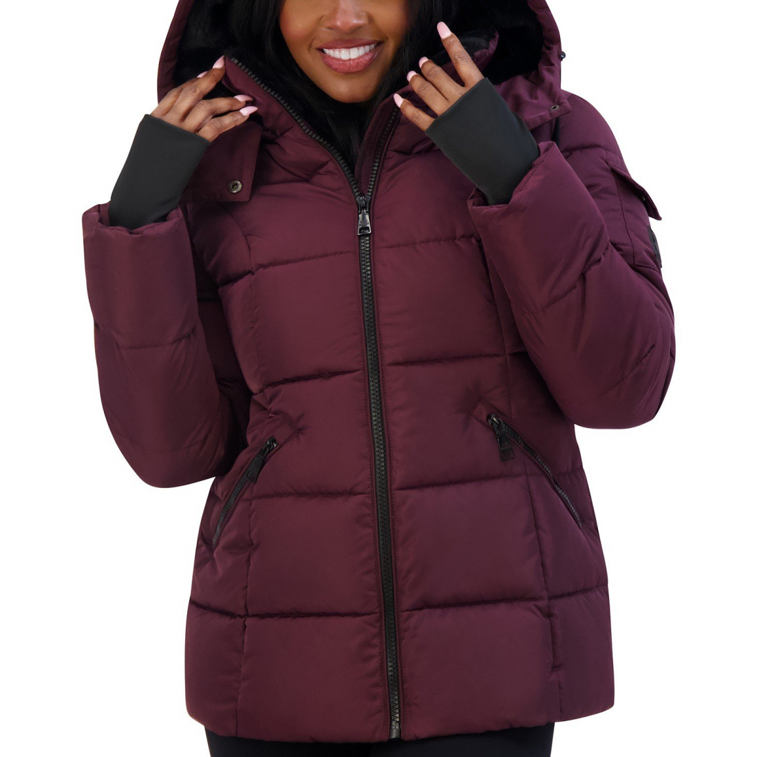 Women's 'Juniors' Faux-Fur-Lined Hooded Puffer Coat'