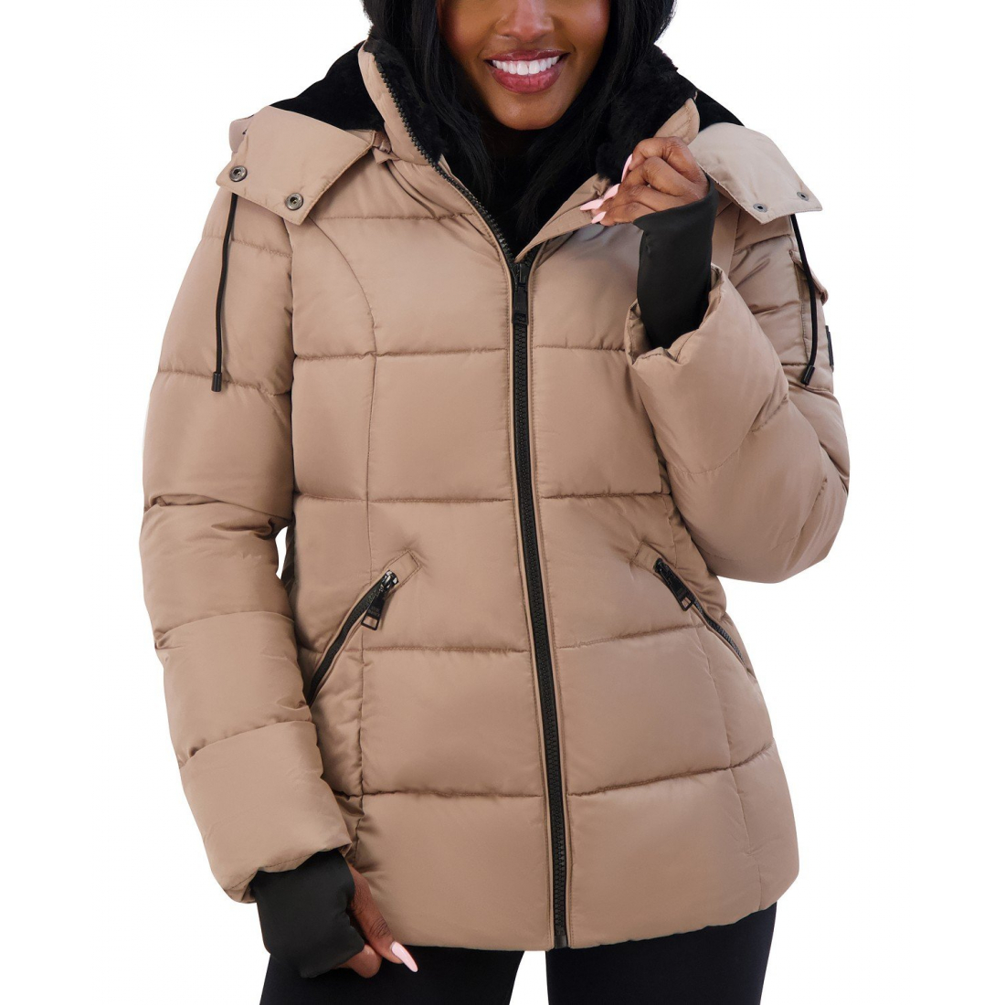 Women's 'Juniors' Faux-Fur-Lined Hooded Puffer Coat'