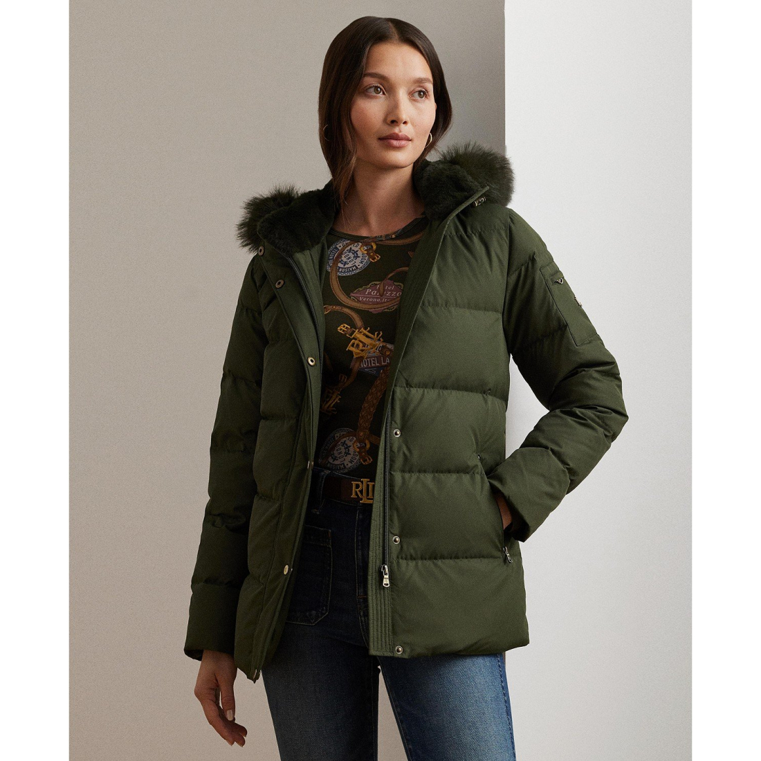 'Faux-Fur Hooded Puffer Coat' pour Femmes