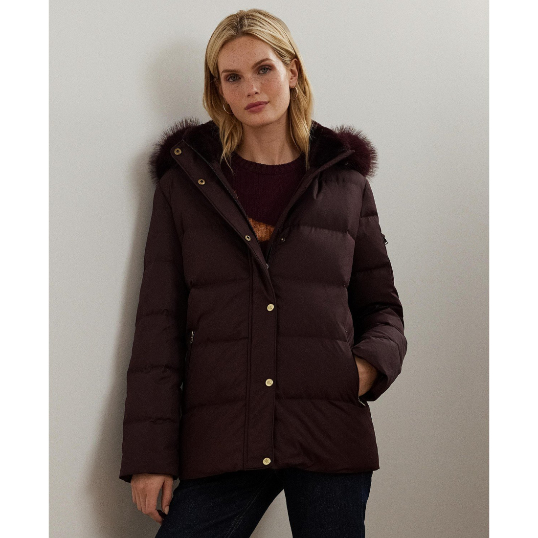 'Faux-Fur Hooded Puffer Coat' pour Femmes