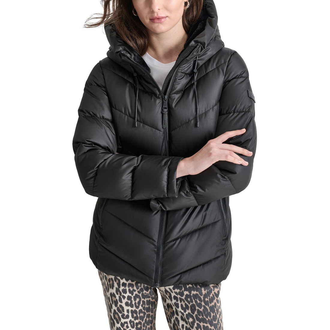 'Hooded Zip-Front Puffer Coat' pour Femmes