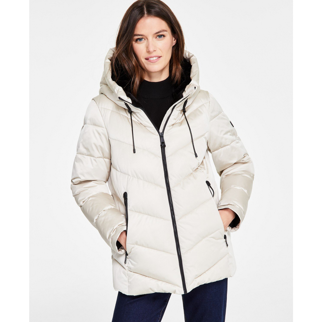 'Hooded Zip-Front Puffer Coat' pour Femmes