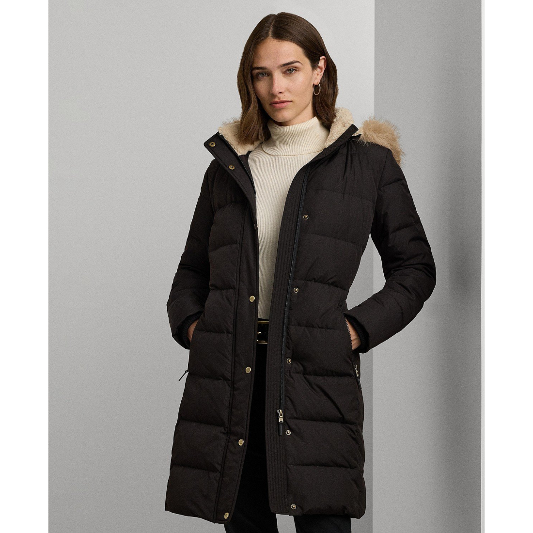 'Faux-Fur Hooded Puffer Coat' pour Femmes