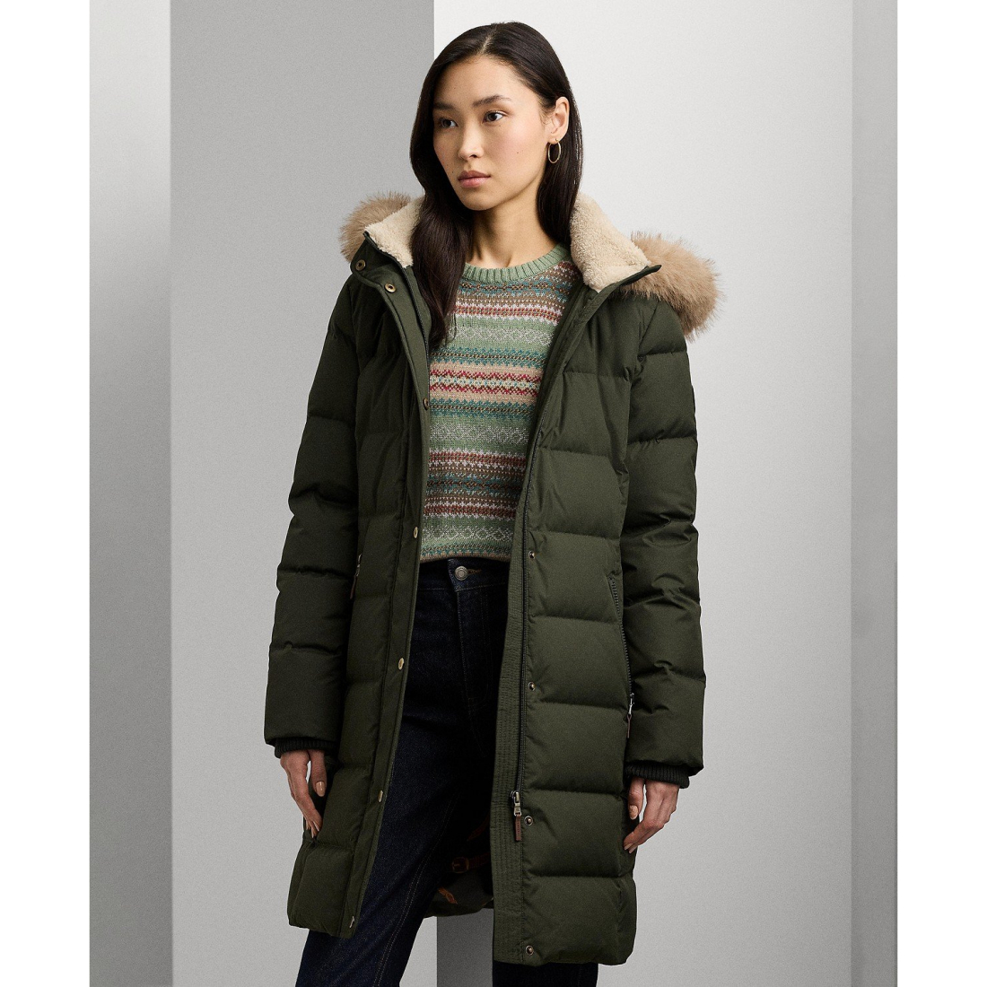 'Faux-Fur Hooded Puffer Coat' pour Femmes