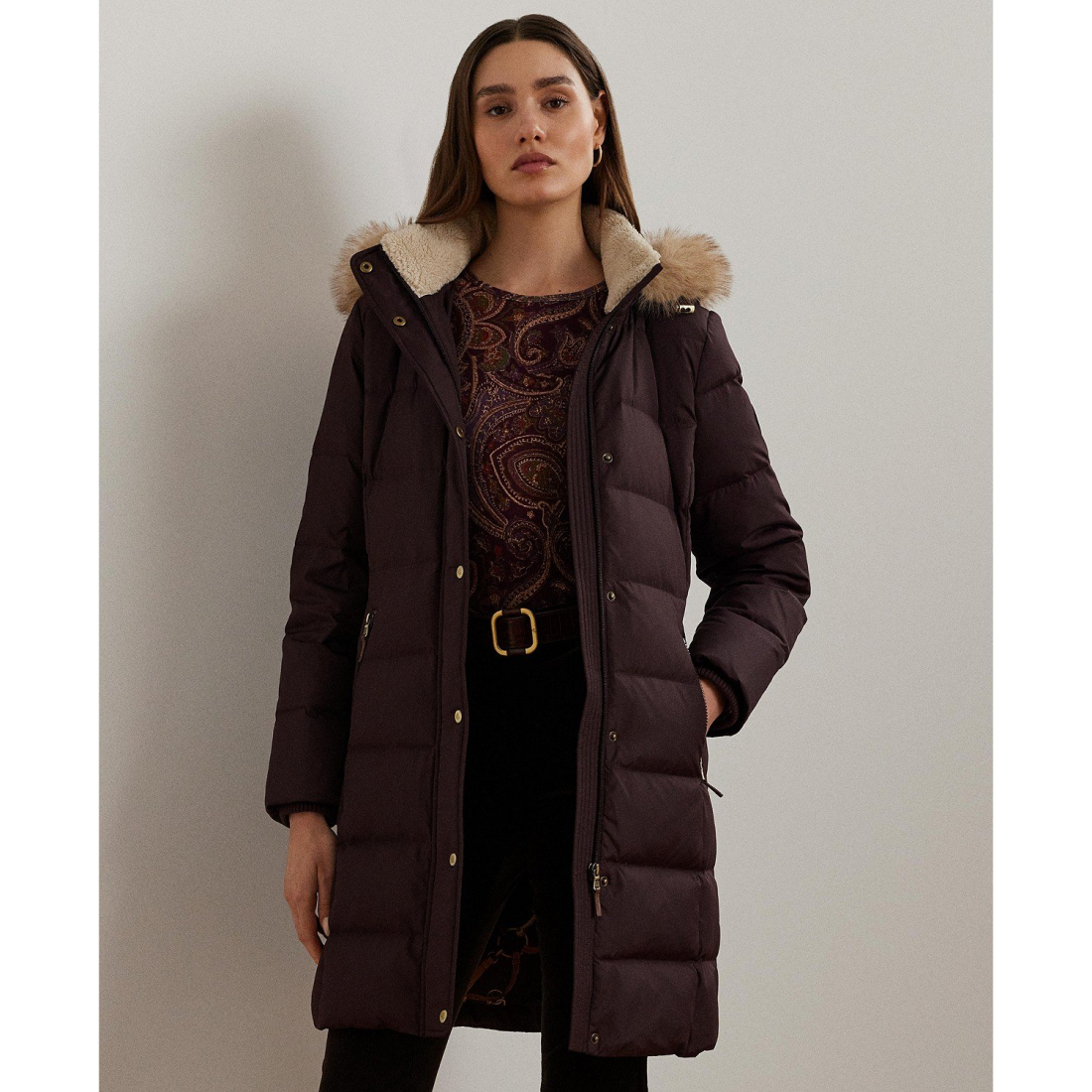 'Faux-Fur Hooded Puffer Coat' pour Femmes