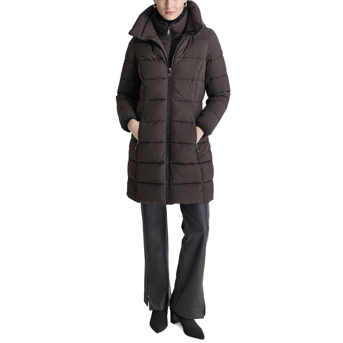 'Bibbed Hooded Zip-Front Puffer Coat' für Damen