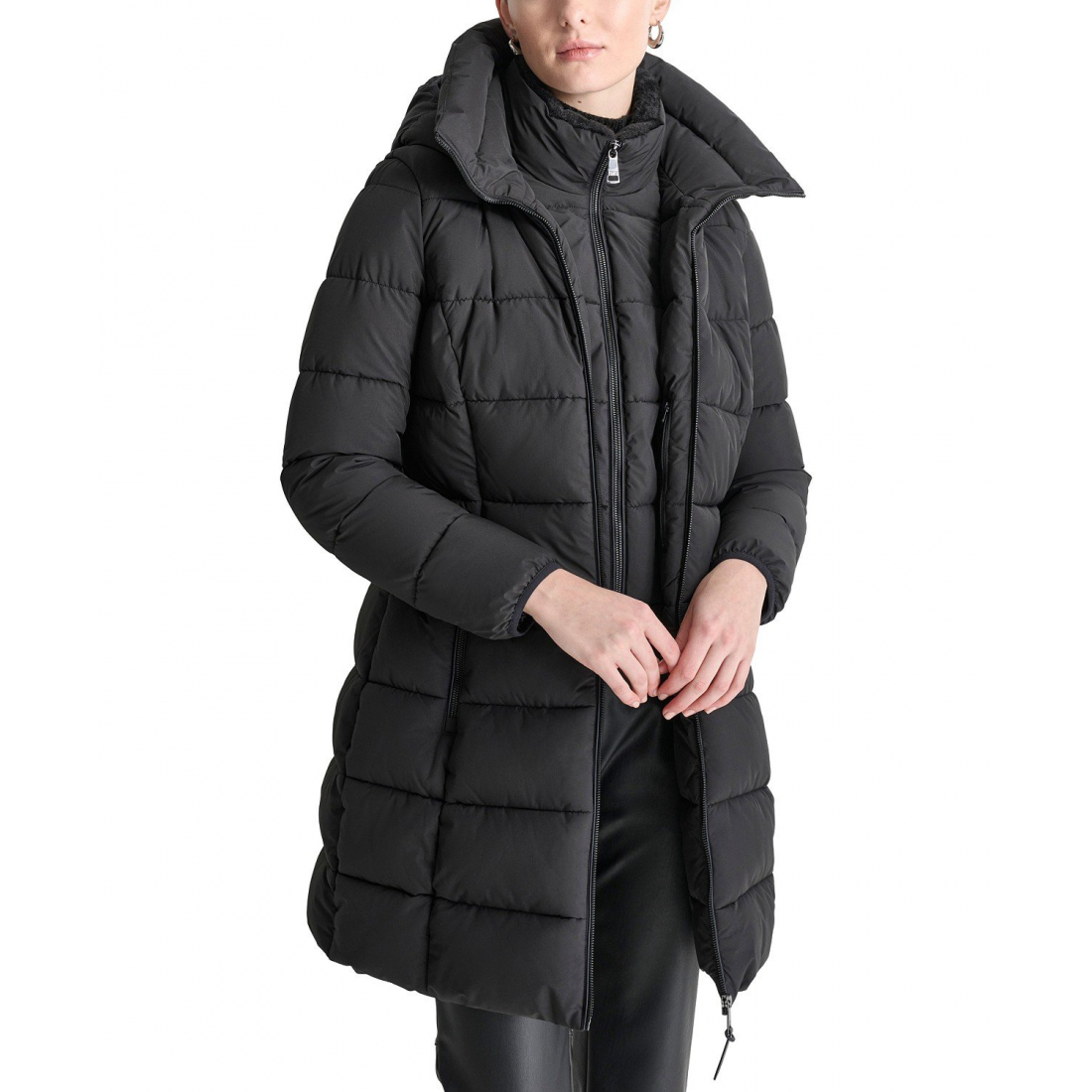 'Bibbed Hooded Zip-Front Puffer Coat' für Damen