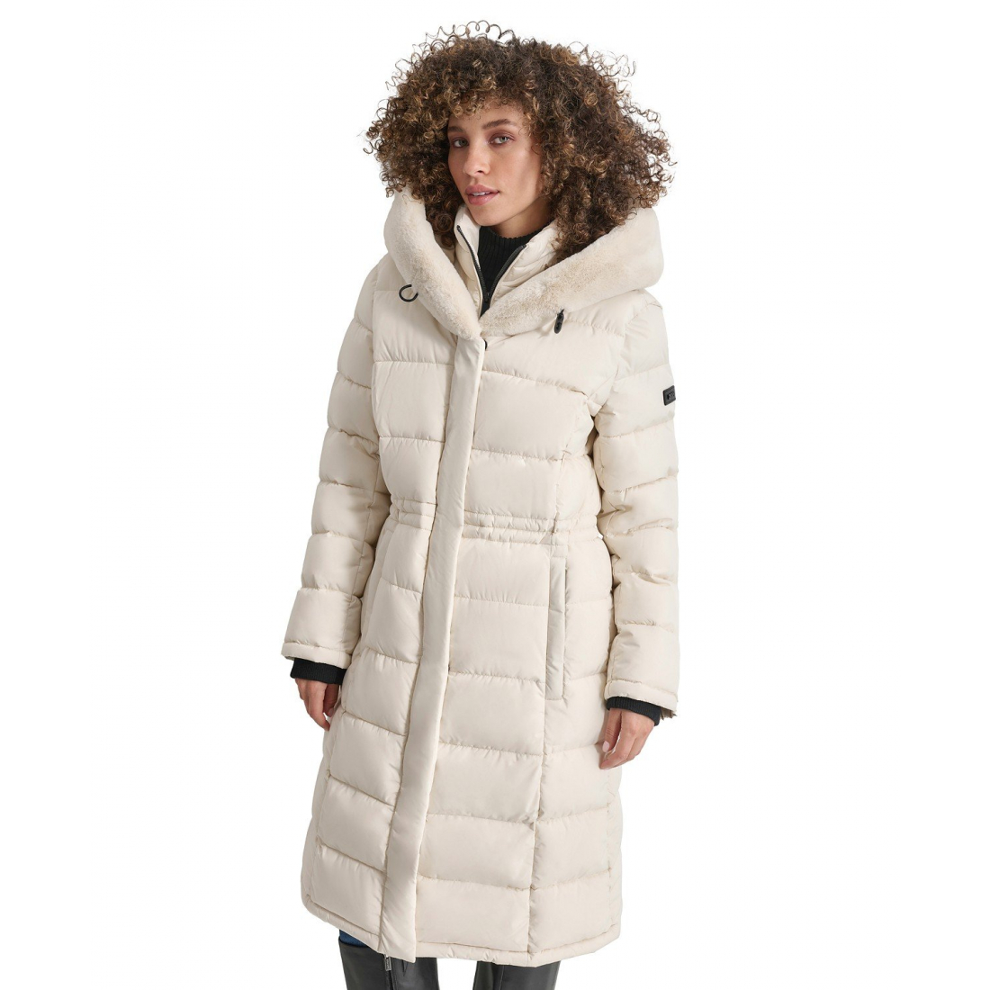 'Faux-Fur-Trim Hooded Bibbed Puffer Coat' für Damen