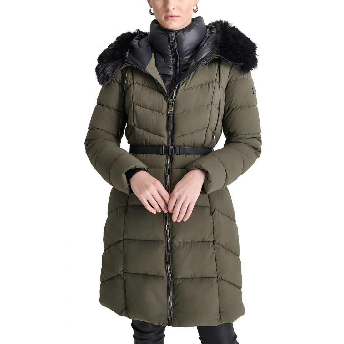 'Bibbed Faux-Fur-Trim Hooded Puffer Coat' für Damen