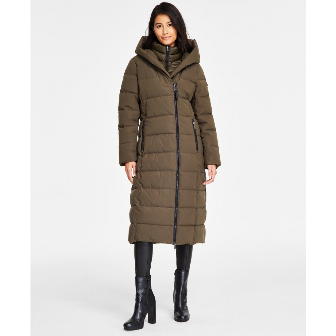 'Bibbed Shawl Collar Hooded Puffer Coat' pour Femmes