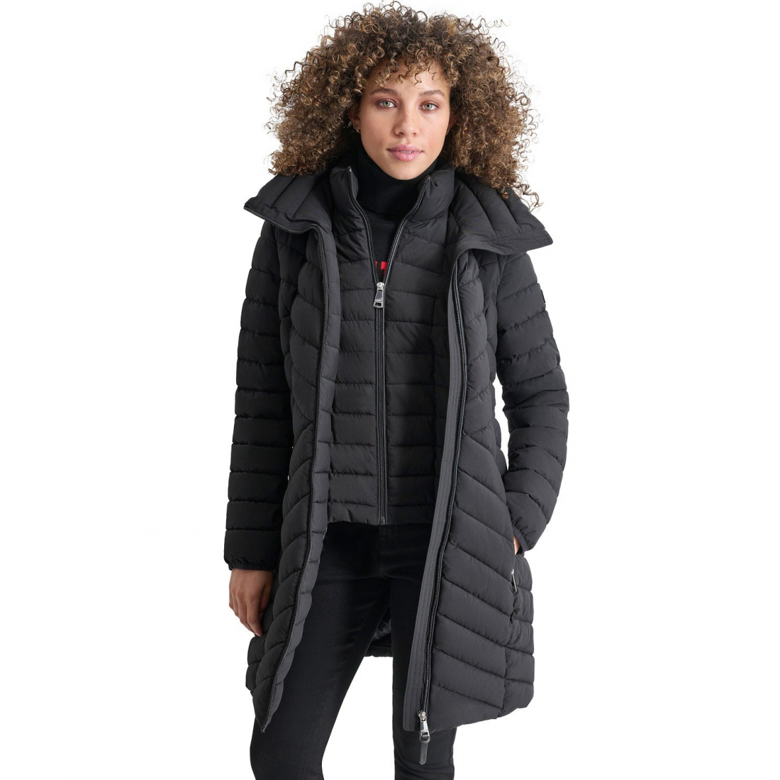 'Bibbed Packable Puffer Coat' pour Femmes