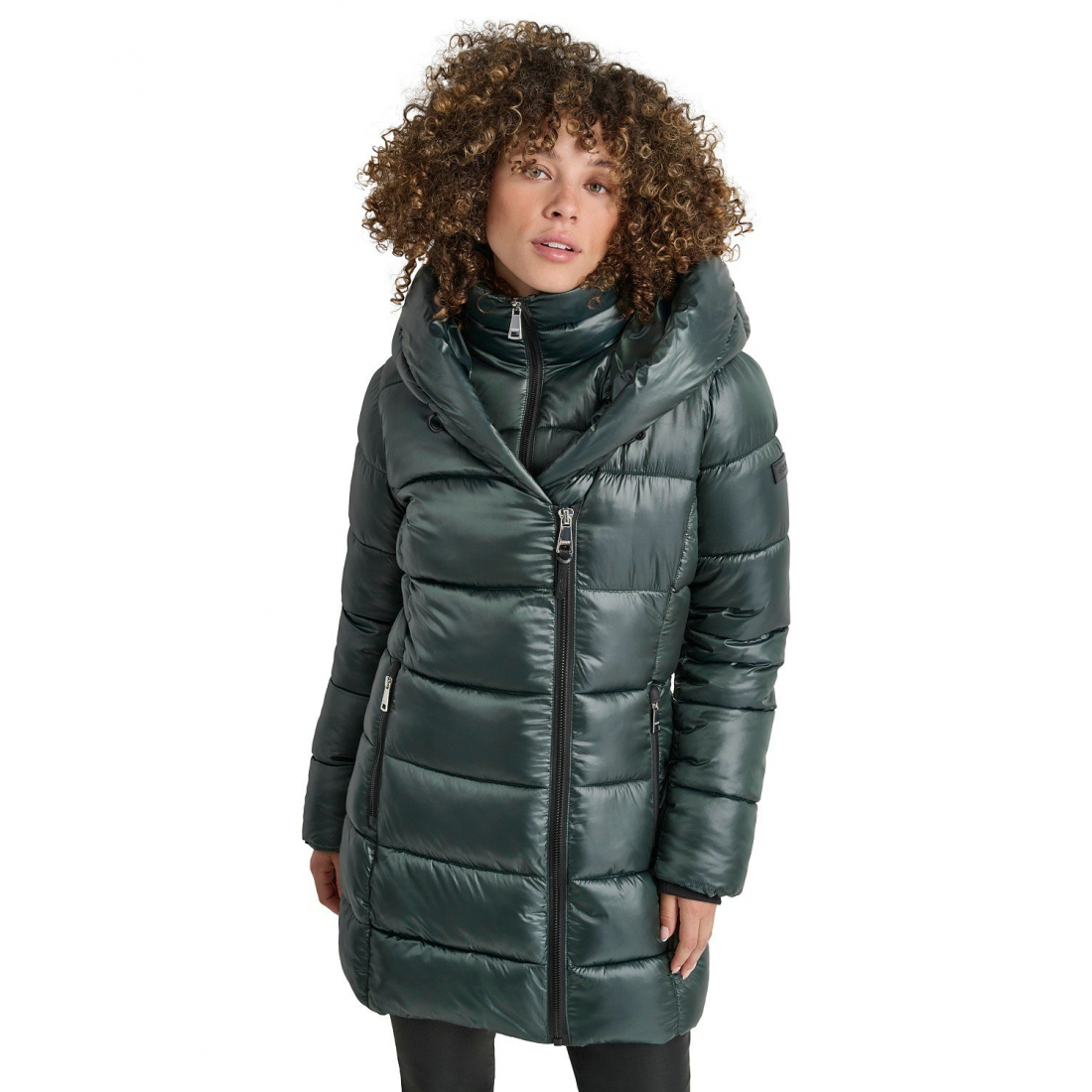 Women's 'Bibbed Shawl-Collar Packable Shine Puffer Coat'