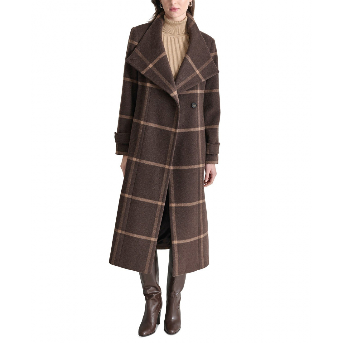 'Belted Wing-Collar Maxi Coat' für Damen