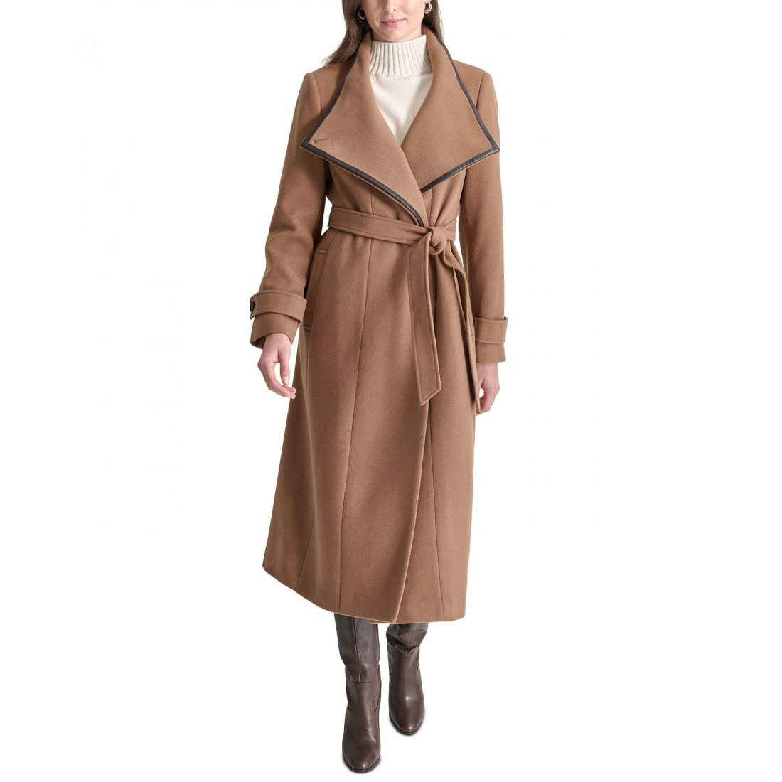 'Belted Wing-Collar Maxi Coat' pour Femmes