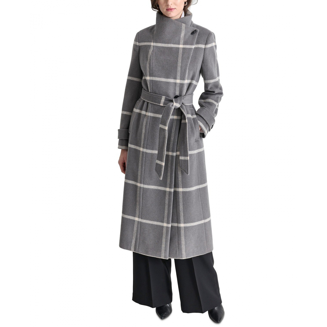 'Belted Wing-Collar Maxi Coat' pour Femmes