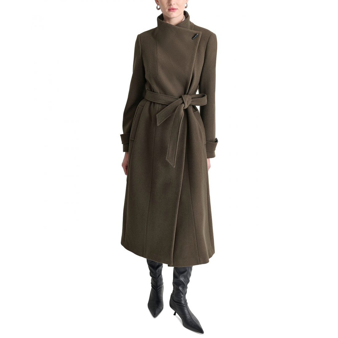 'Belted Wing-Collar Maxi Coat' pour Femmes