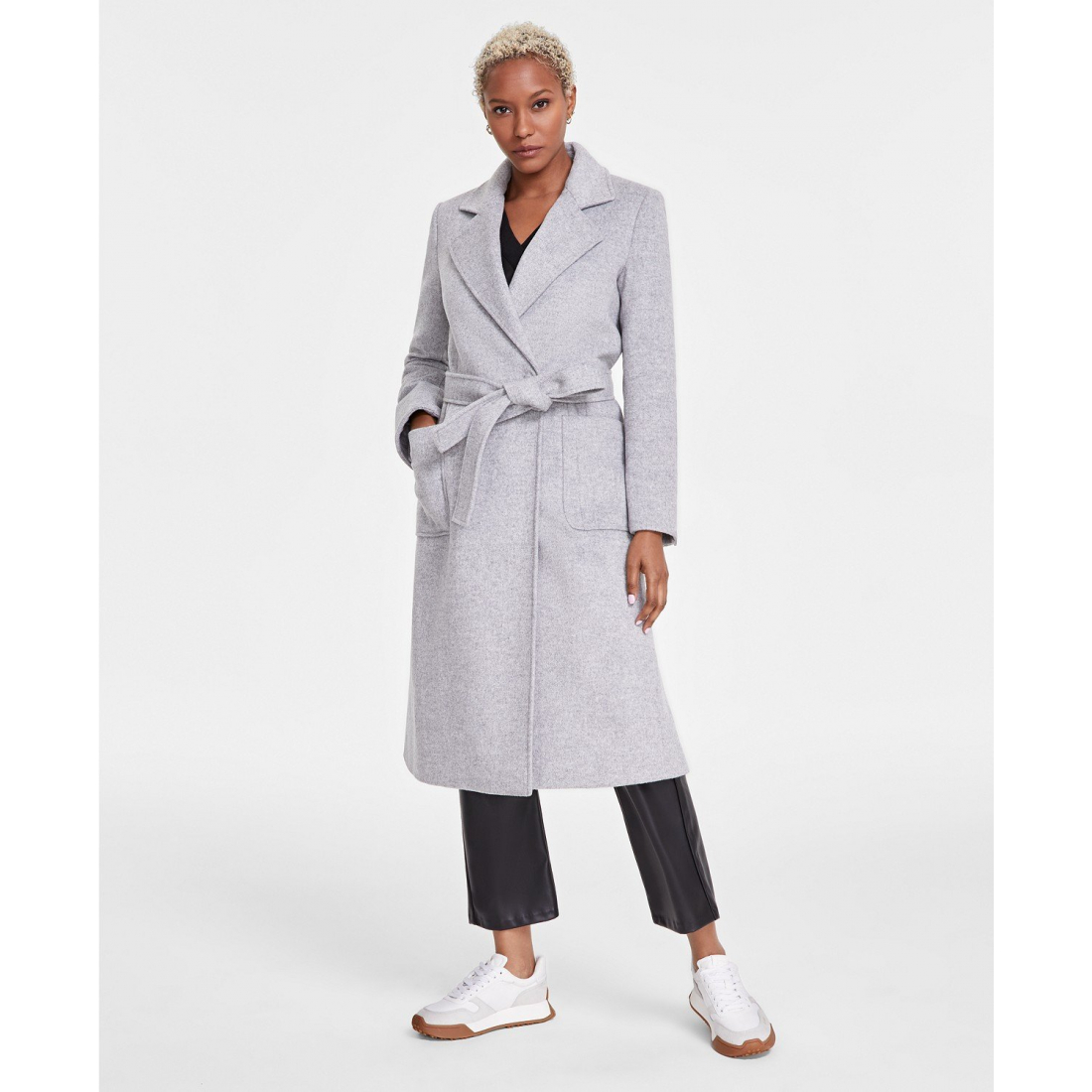 'Shawl-Collar Belted Wrap Coat' für Damen