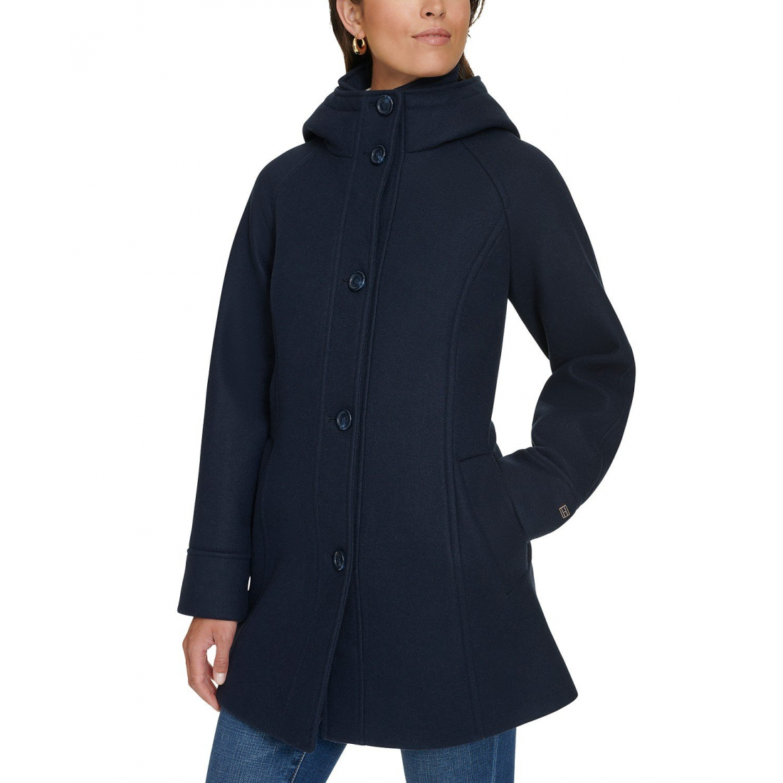 'Hooded Button-Front Coat' für Damen