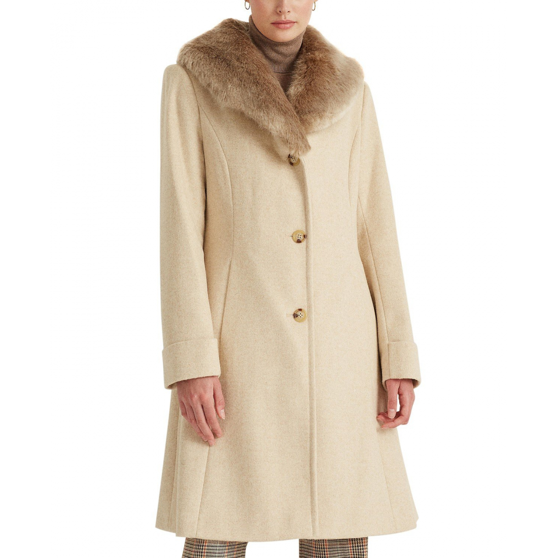 'Faux-Fur-Collar Coat' pour Femmes