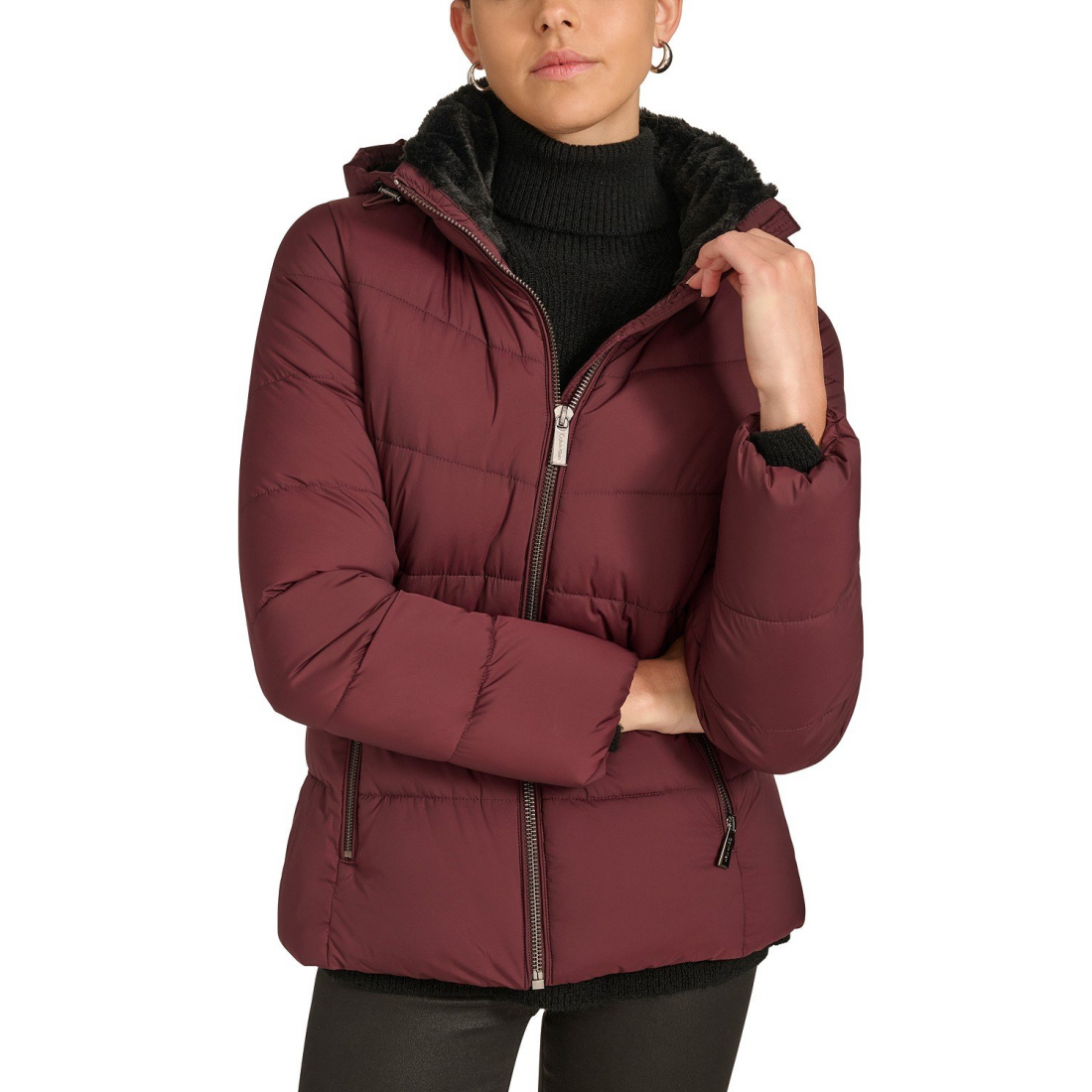 'Faux-Fur-Lined Hooded Puffer Coat' für Damen