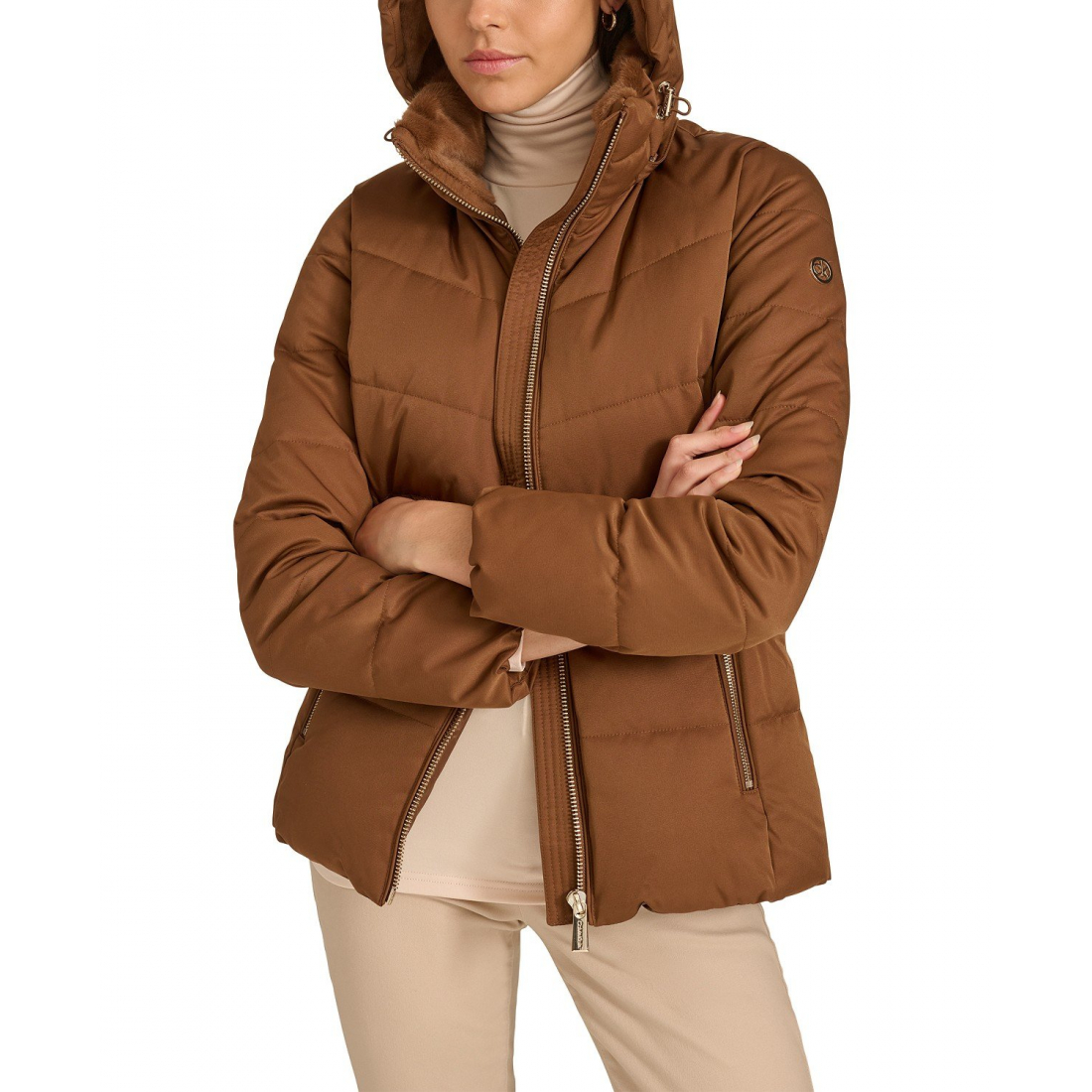 'Faux-Fur-Lined Hooded Puffer Coat' für Damen