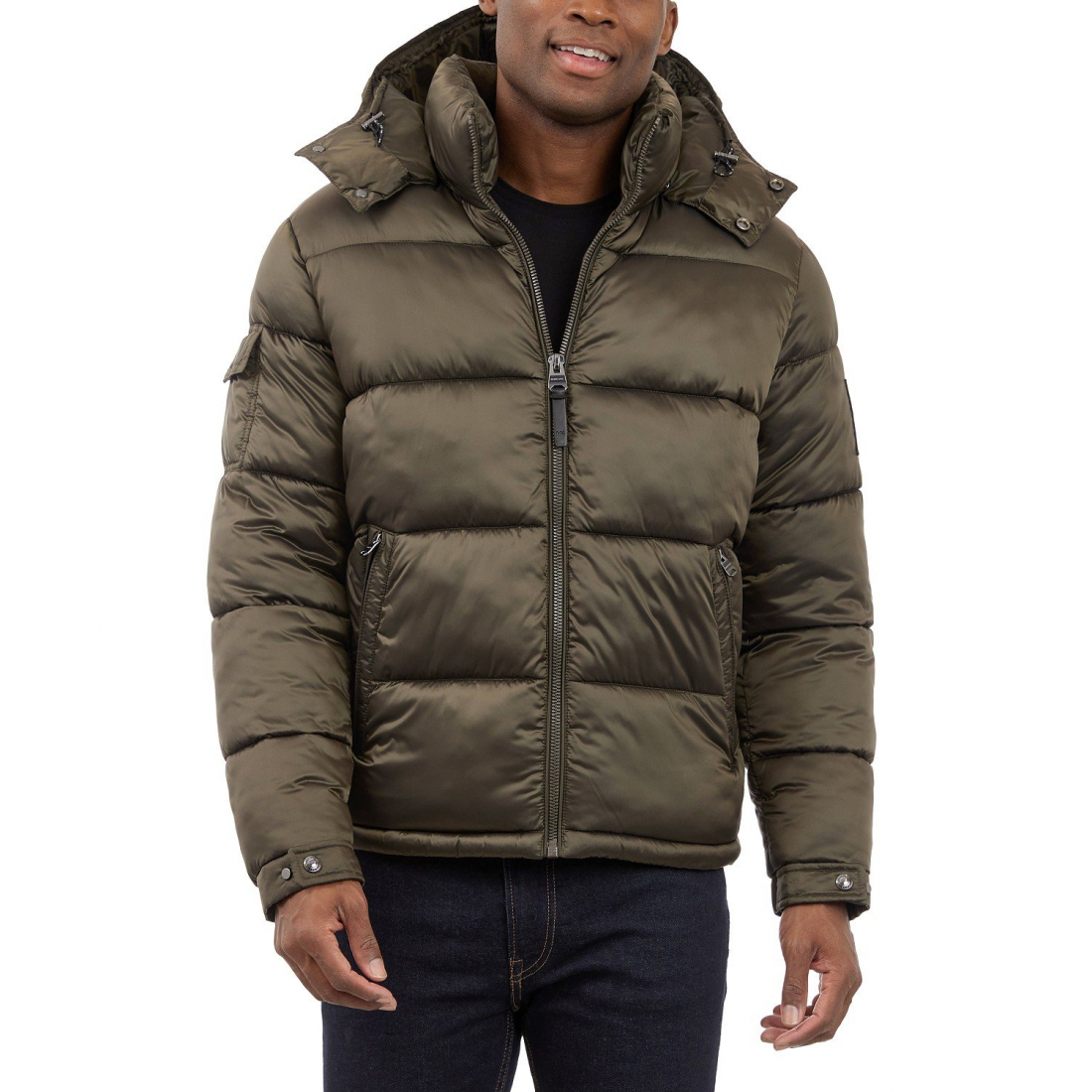 Men's 'Heavyweight Metallic Finish Hooded Puffer Jacket'