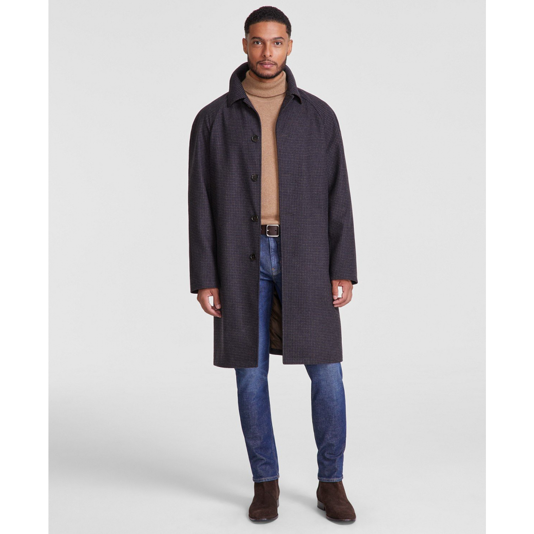 Men's 'Classic-Fit Check Overcoat'