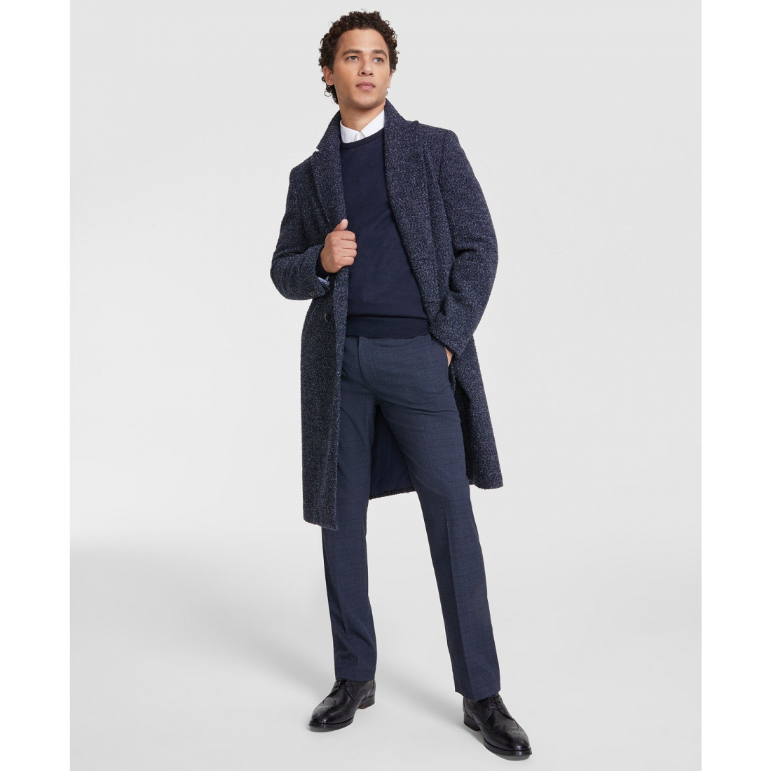 Men's 'Modern-Fit Blue Overcoat'