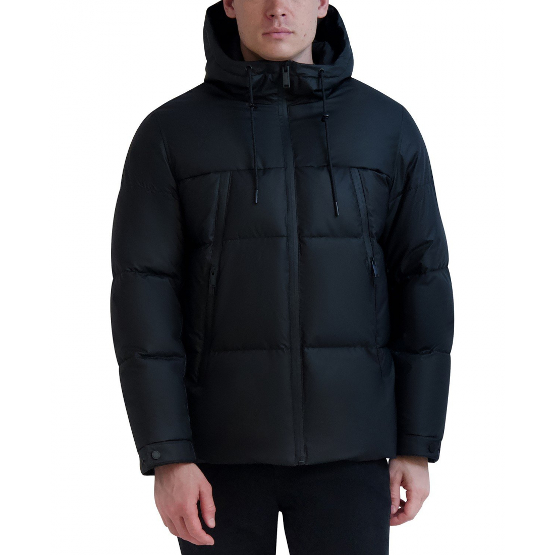 Men's 'Hooded Puffer with Elongated Zipper Pockets'