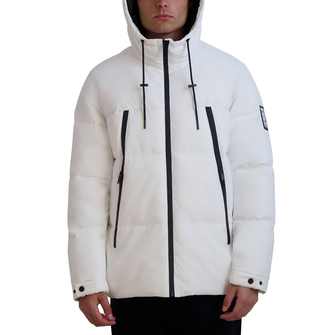 Hooded Puffer with Elongated Zipper Pockets' pour Hommes