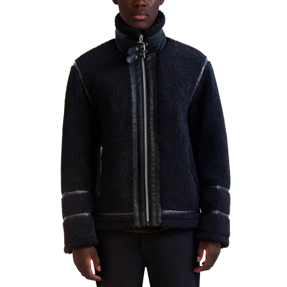 Men's 'Fleece Faux-Leather Trim Jacket'