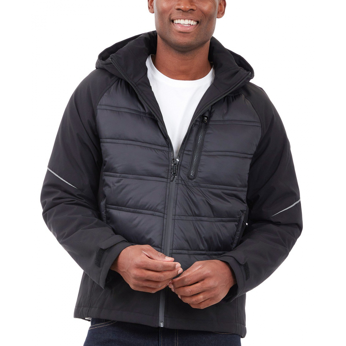 'Mixed-Media Full-Zip Hooded Jacket' für Herren