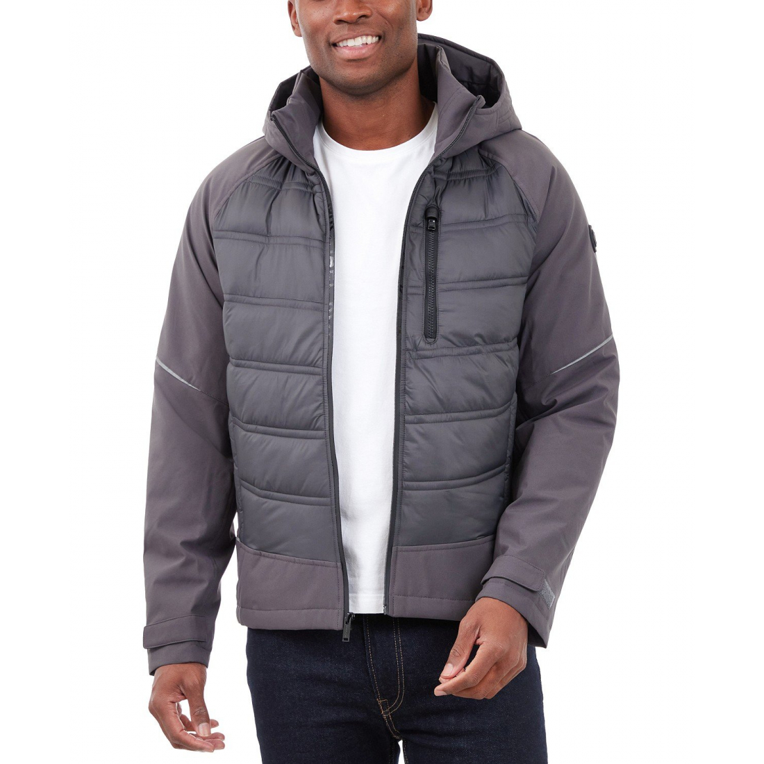 'Mixed-Media Full-Zip Hooded Jacket' für Herren