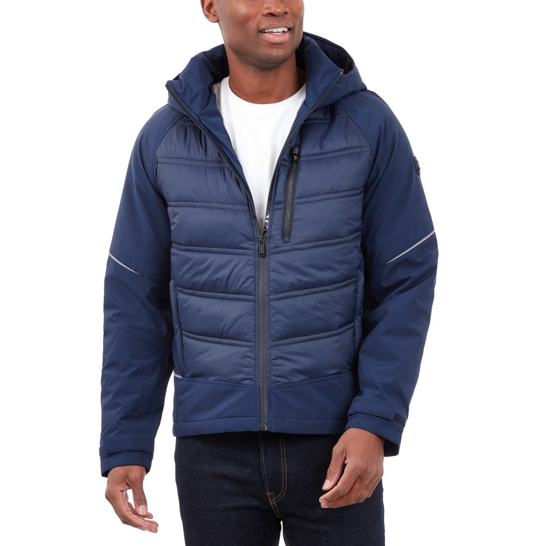 'Mixed-Media Full-Zip Hooded Jacket' für Herren