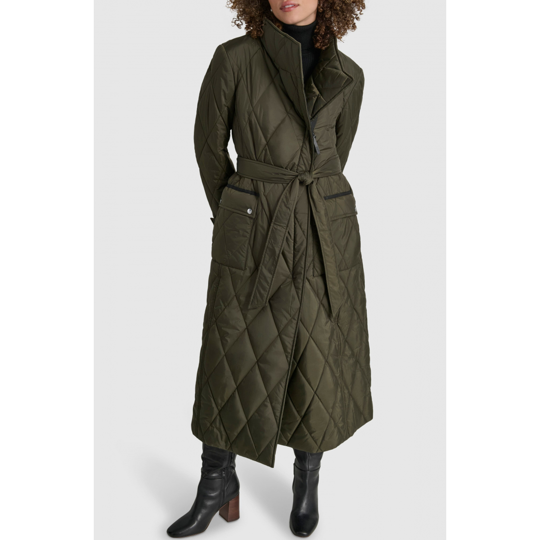 Women's 'Diamond Quilted Belted Coat'