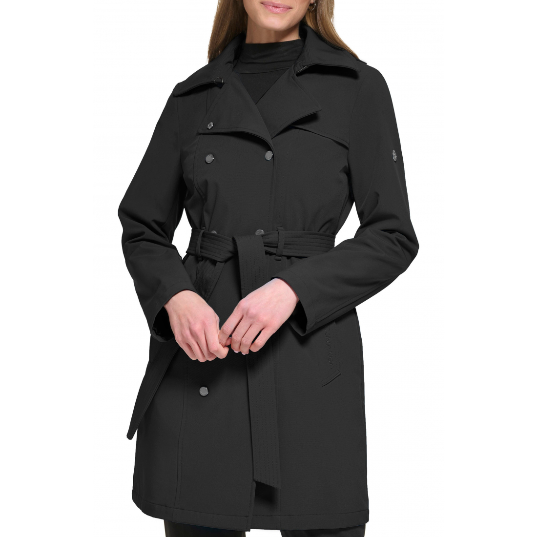 Women's 'Belted Softshell Hooded Trench Coat'