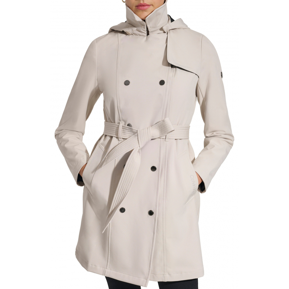 Belted Softshell Hooded Trench Coat' pour Femmes