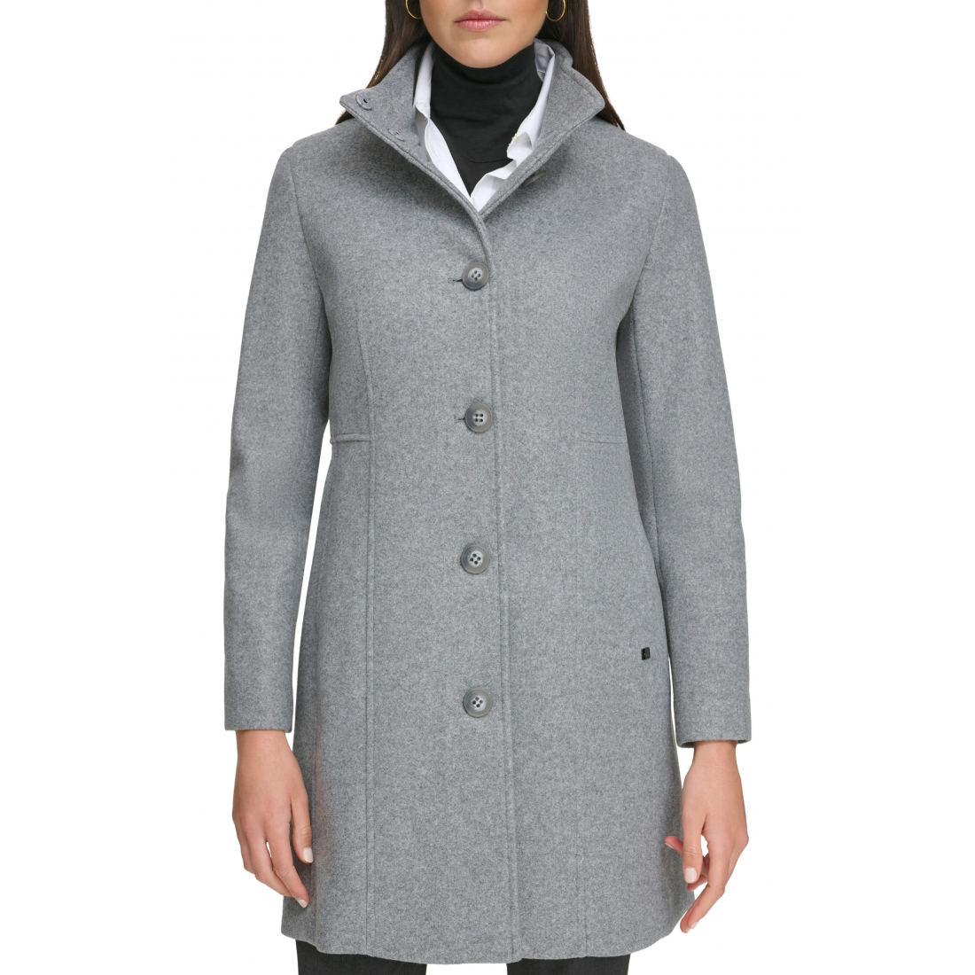 'Stand Collar Felted Coat' für Damen